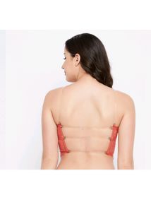 Underwired Transparent Strap Backless Bra