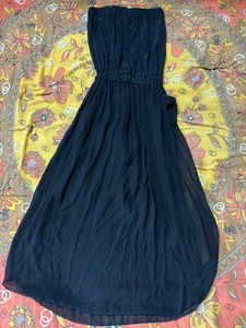 Black Strapless Chiffon Dress