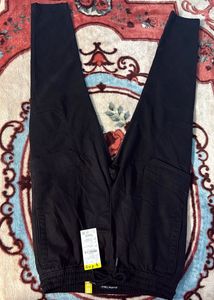 Black Cargo Style Casual Pants