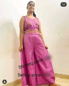 Pink Crop Top & Palazzo Set