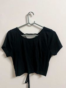 Black Tie-Back Crop Top