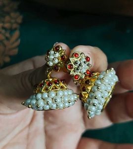 Mother daughter Kempu stone Jhumkas, big and small