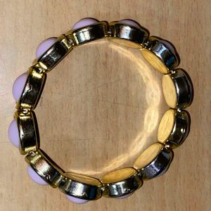 Chunky Gold &amp; Pink Beaded Bracelet