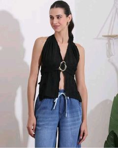 Premium Chic Black Halter Top