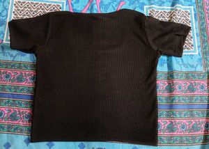 Glitsy Graphic Printed Deep- Neck Top