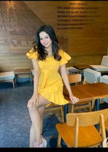 Yellow Ruffle Mini Dress