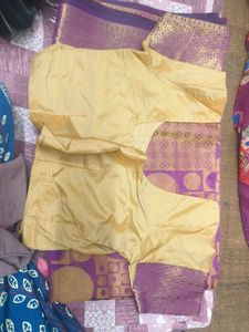 Purple &amp; Gold Woven Saree