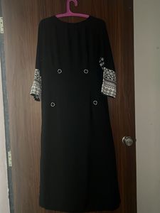 Embroidered Sequined Black &amp; White Kurta