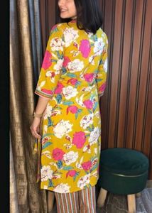 Angrakha style Floral Print Kurta Set