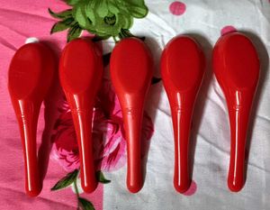 Red Plastic Spoons - Set of 5