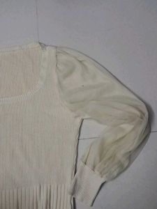 Sheer Sleeve Knit Top