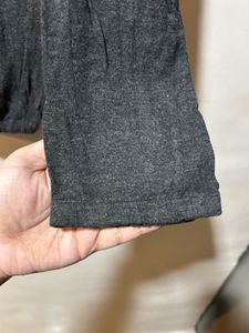 Gray Ruffled Mock Neck Long Sleeve Top