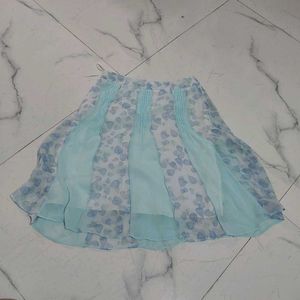 Sheer Blue Floral Skirt