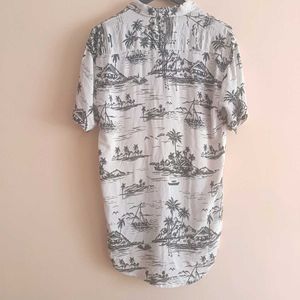 Tropical Print Button-Down Shirt