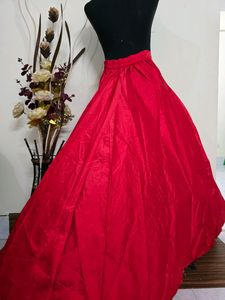 Red Solid Flared Maxi Lehenga Skirt
