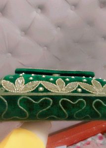 Green Embellished Clutch