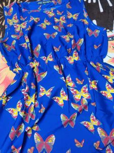 A Line Blue Butterfly Dress