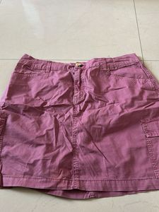 Dark Pink Denim Mini Skirt