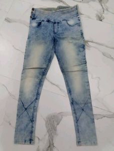 High-Waisted Acid Wash Jeans