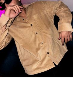 Corduroy Button-Up Beige Shirt