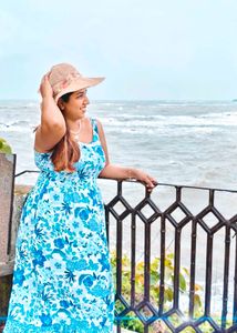 Floral Blue Flowy Beach Dress