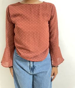 Coral Lace Detail Blouse