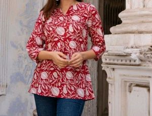 Red Floral Print Top