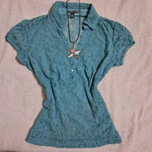 Y2k Vintage Sheer Fitted Lace Top