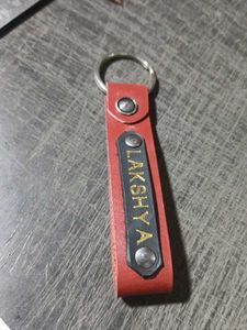 LAKSHYA Nameplate Keychain|Leather Keyring