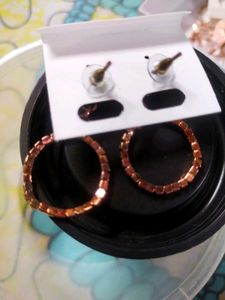 Rose Gold Earrings With Diamond Studs