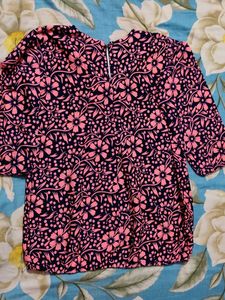 Navy Blue with Pink Floral Top