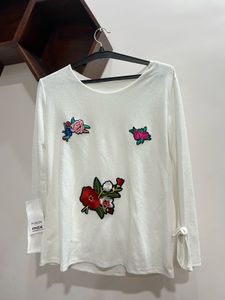 White Floral Embroidered Top