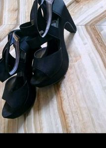 Women Black New High Heels Wedges Sandals
