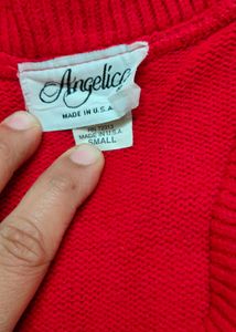 V Neck Red Sweater