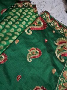 Green traditional Assamese Mekhela Chador