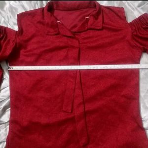 Designer Maroon Cold Shoulder Top