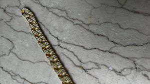 Gold Cuban Chain With Sparkling Diamond Stones