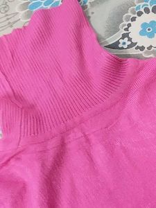 Pink Turtle Neck Oversized Top