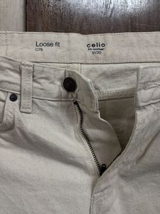 Beige Straight Leg Jeans