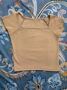 Tan Square Neck Crop Top