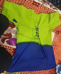 Green &amp; Blue Embroidered Kurti