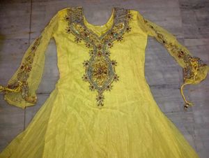 Yellow Anarkali Suit For Women ( Full Set)