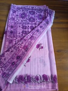 Pink Saree with Silver Embroidery