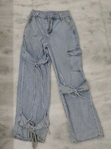 Bow Lace Denim Jeans