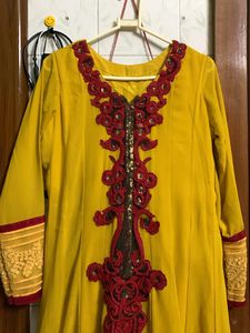 Mustard Yellow Anarkali Gown With Pant &amp;dupatta