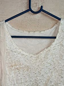 Trendy Fashion Ivory Textured Tunic Mini Dress
