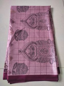 New Full Pink Satin Saree