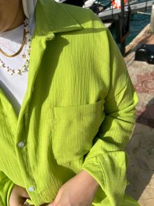 Lime Green Collared Long Sleeve