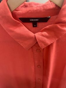 Coral Button-Down Mini Dress