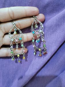 Silver-Tone Beaded Drop Earrings